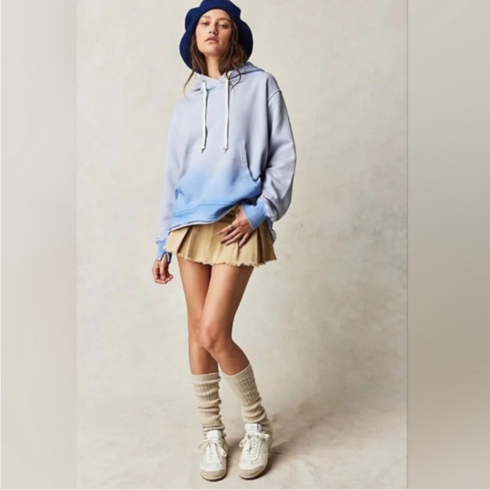 Free People We the Free Zuma Hooded Sweatshirt in Chambray Sky Size XS NWOT